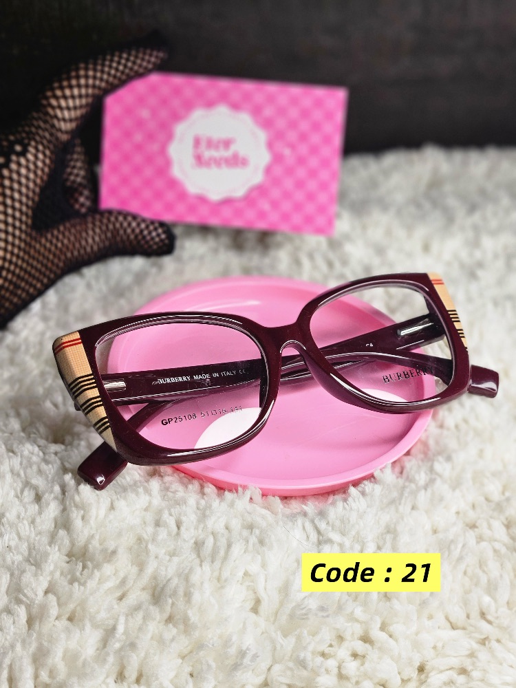 Rectangular cateye (burberry print) — Maroon